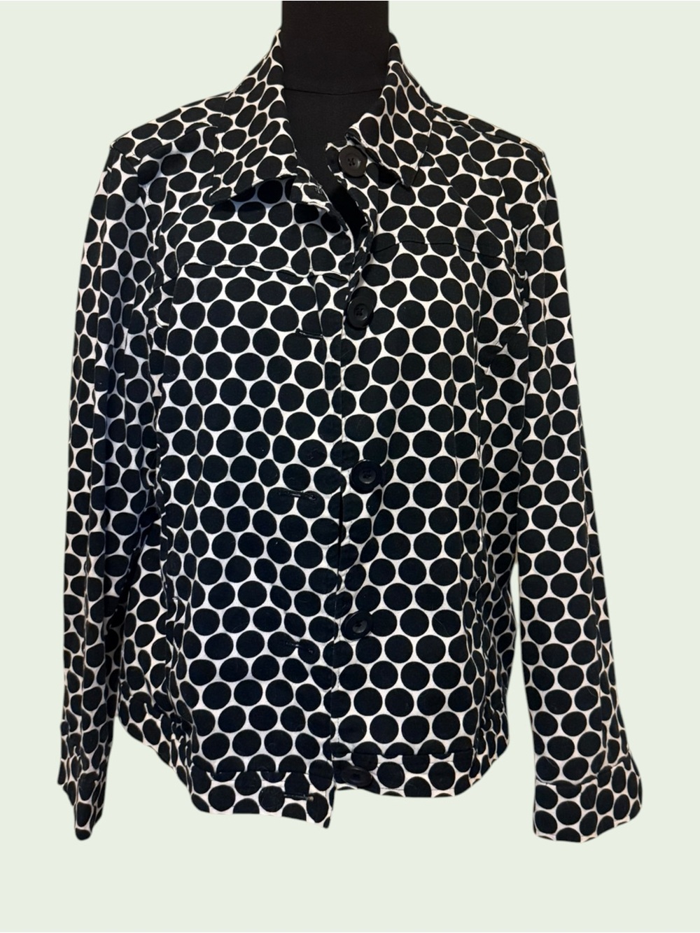 Black & White Polka Dot Button-Front Jacket